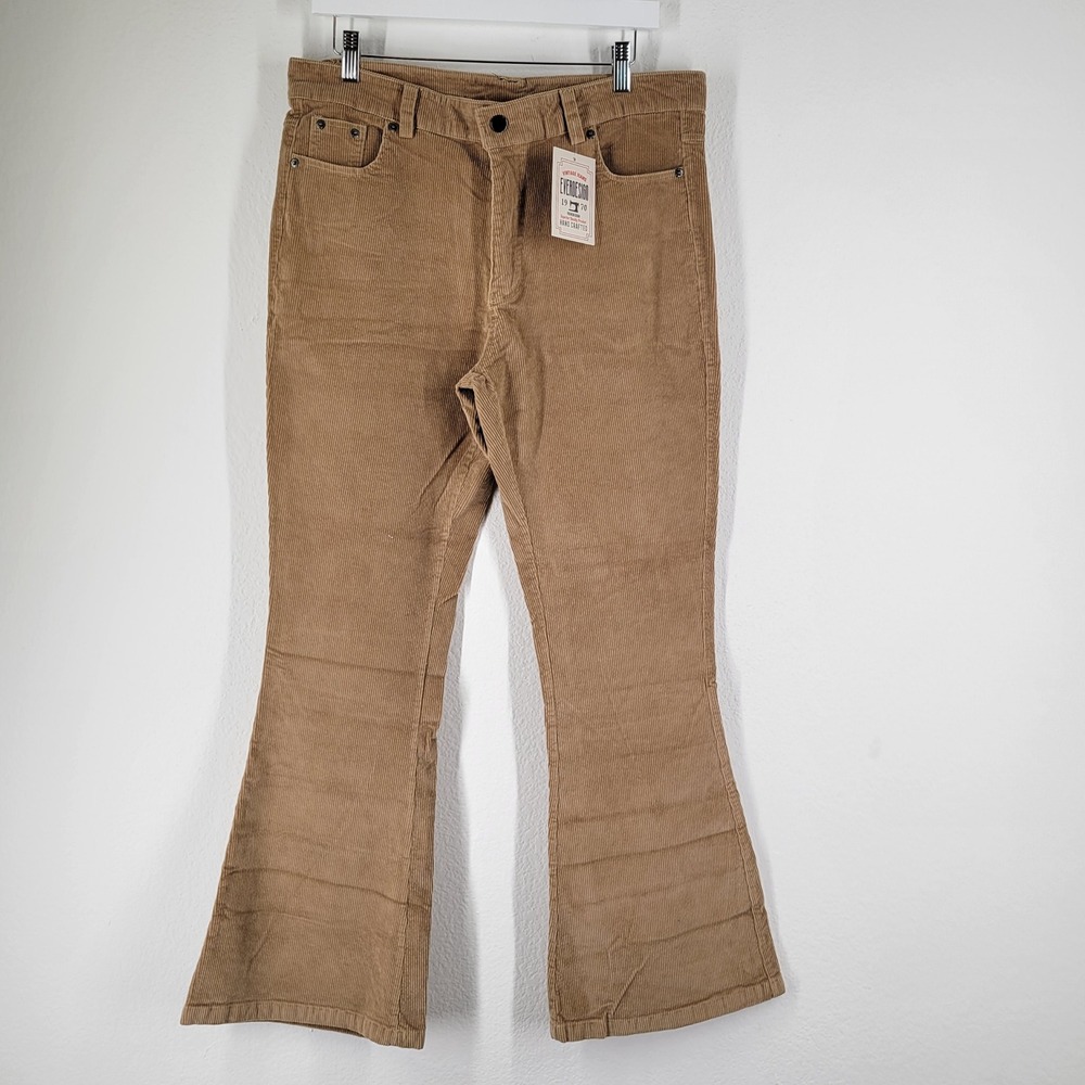 Everdesign Women's Tan‎ Corduroy Flare Bell Bottom Pants Size 34 High Rise